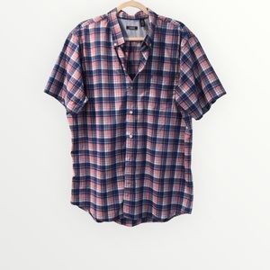 Izod shirt sleeve button down plaid water repellent fabric